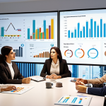 **

A modern office scene with data visualizations projected on the walls. Diverse professionals are collaborating around a table, analyzing charts and graphs. The overall mood should be bright and optimistic, symbolizing the power of data-driven decision-making for business growth. Subtle Arabic design elements can be incorporated into the office decor.

**