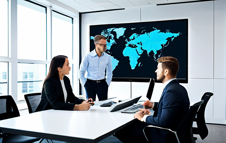 Modern Business Meeting**

"A professional business team collaborating in a modern office setting, fully clothed in modest business attire, discussing data on a large screen. The atmosphere is positive and collaborative. Safe for work, appropriate content, perfect anatomy, natural proportions, high-resolution, professional photography, well-lit."

**