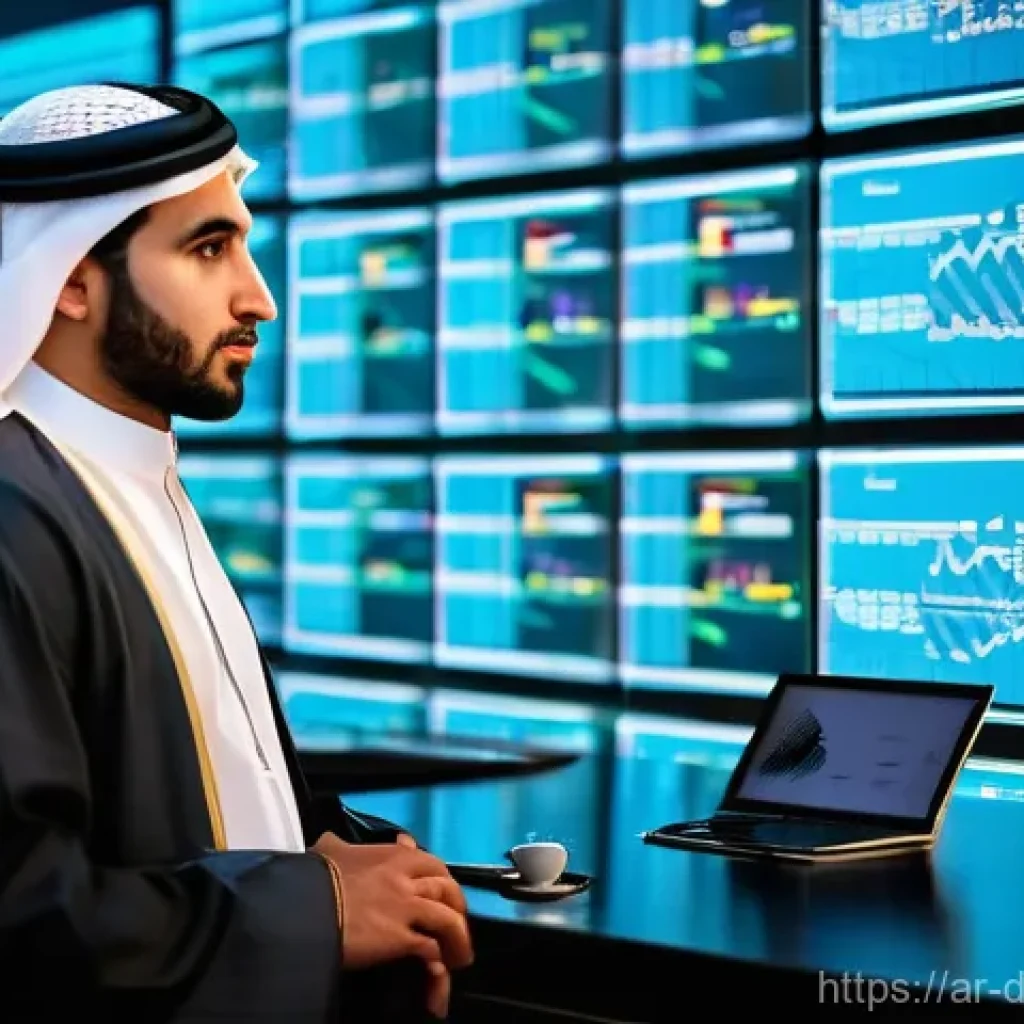 실시간 데이터 분석을 통한 의사결정 개선 - **Prompt:** A successful Arab e-commerce entrepreneur, a man in his late 30s, dressed in a modern, w...