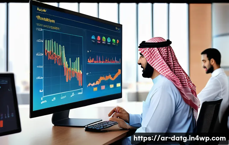 데이터 중심 의사결정을 위한 통계적 기법 - A modern office setting in a Middle Eastern city, featuring a diverse group of Arabic professionals ...