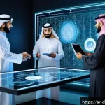 Home 17 의사결정 지원 시스템의 필요성 - A futuristic office scene set in a modern Middle Eastern corporate environment, featuring diverse Ar...
