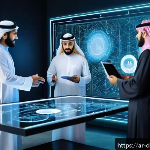 Home 29 의사결정 지원 시스템의 필요성 - A futuristic office scene set in a modern Middle Eastern corporate environment, featuring diverse Ar...